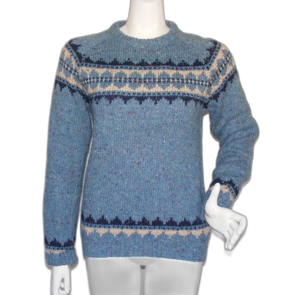 MODZ Sweater, L/16-18 Girls, Fair Isle/Nordic, Blue, Pullover, Raglan sleeves